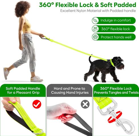 مقود الكلب LED ، Light Up Dog Leash 4 أقدام مضاءة بالكامل USB مقاومة للماء ، مقاوم نايلون عاكسة مع مقبض مبطن للمشي ليلة الكلاب ، توهج السلامة في الظلام للحيوانات الأليفة الكبيرة المتوسطة in Kuwait