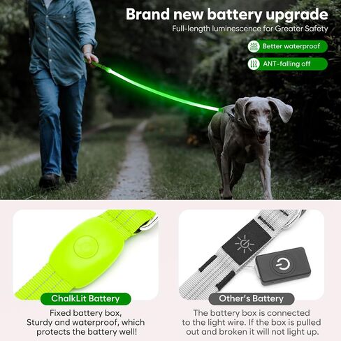 مقود الكلب LED ، Light Up Dog Leash 4 أقدام مضاءة بالكامل USB مقاومة للماء ، مقاوم نايلون عاكسة مع مقبض مبطن للمشي ليلة الكلاب ، توهج السلامة في الظلام للحيوانات الأليفة الكبيرة المتوسطة in Kuwait