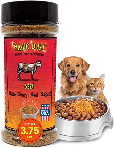 Wild Meadow Farms - Magic Dust Beef Topper ، وبروتين واحد من طراز Pet Food Topper للكلاب والقطط ، ويعزز النكهة ورفع الإثارة في وقت الوجبة من أجل أكلة من الصعب إرضاءها - 3.5 أوقية في نكهة اللحم البقري in Kuwait