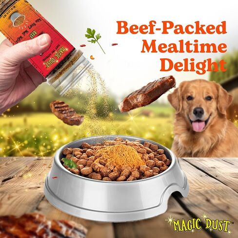 Wild Meadow Farms - Magic Dust Beef Topper ، وبروتين واحد من طراز Pet Food Topper للكلاب والقطط ، ويعزز النكهة ورفع الإثارة في وقت الوجبة من أجل أكلة من الصعب إرضاءها - 3.5 أوقية في نكهة اللحم البقري in Kuwait