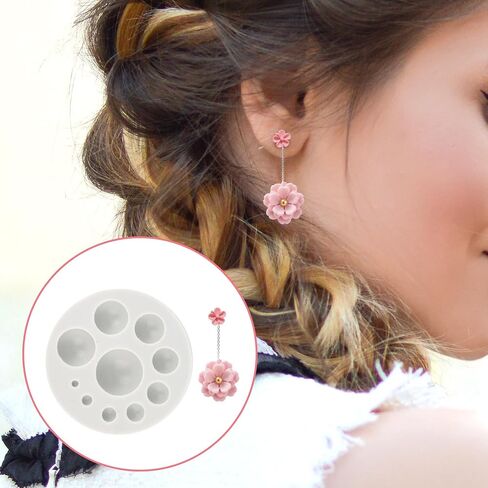 Half Round Ball Polymer Clay Mold, 10 Sizes Silicone Air Dry Clay Hemisphere Maker Perfect for Jewelry Making Earrings Decoration Kit and DIY Craft Projects Tools in Saudi Arabia