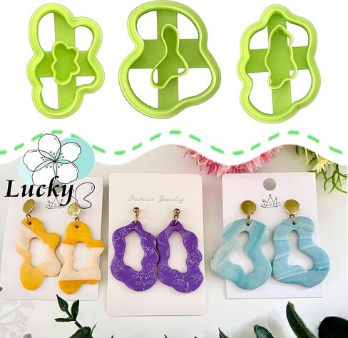 3pcs Organic Polymer Clay Cutters Sets, Basic Clay Cutters for Polymer Clay Jewelry, Clay Cutters for Earrings in Saudi Arabia