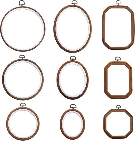 مجموعة إطار غرزة Cross Vintage DIY ، 9 إطارات تطريز متنوعة في الأشكال بما في ذلك مستديرة ، بيضاوي ، مستطيل ، مثمن ، ممتاز للديكور المنزلي in Kuwait