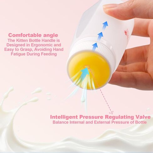 Kitten Bottle Feeding kit with Feeding Nipple and Syringe, Soft Silicone Nursing Pet Feeding Bottle, Ventilation Valve Resistant Tearing for Small Puppies, Kittens, Rabbit (M Nipple-Yellow) in Saudi Arabia