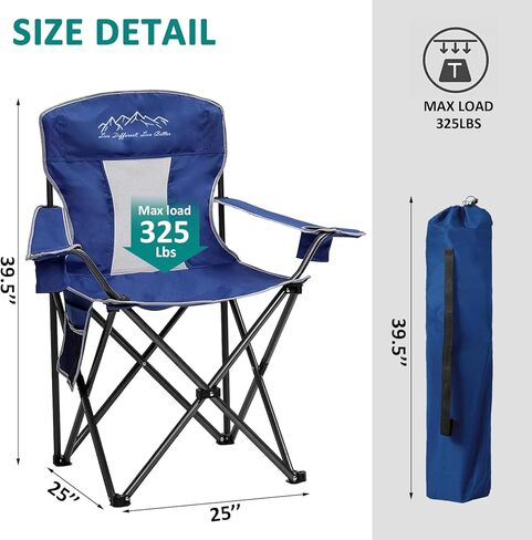 SAILARY Oversized Portable Outdoor Chairs, Weight Capacity 325 lbs with Cup Holder, Storage Pocket, Carry Bag Red in Kuwait