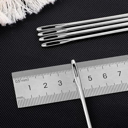 5pcs 4 "إبر اللحف الطويلة إبر خياطة يدوية إبرة تنجيد العين الكبيرة لخياطة اللحف باليد مع أنبوب التخزين لمشاريع خياطة DIY ، طولها 10 سم ، 3 مم in Kuwait