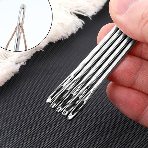 5pcs 4 "إبر اللحف الطويلة إبر خياطة يدوية إبرة تنجيد العين الكبيرة لخياطة اللحف باليد مع أنبوب التخزين لمشاريع خياطة DIY ، طولها 10 سم ، 3 مم in Kuwait