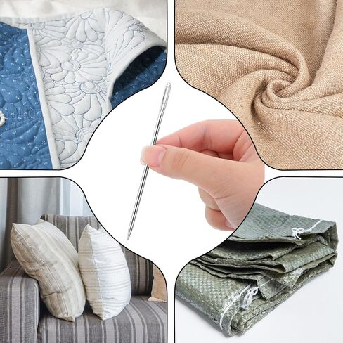 5pcs 4 "إبر اللحف الطويلة إبر خياطة يدوية إبرة تنجيد العين الكبيرة لخياطة اللحف باليد مع أنبوب التخزين لمشاريع خياطة DIY ، طولها 10 سم ، 3 مم in Kuwait