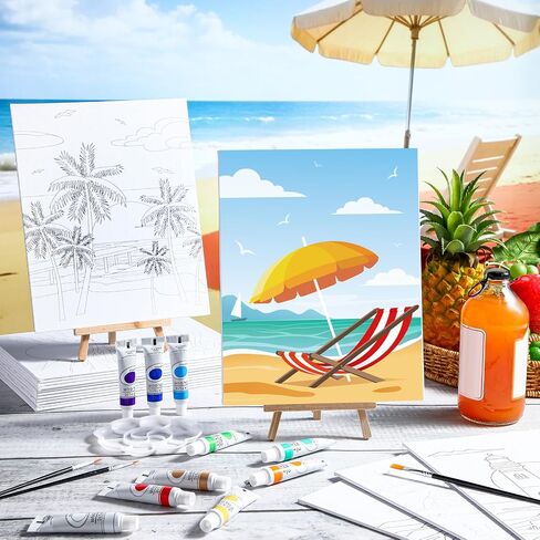 Zhanmai 88 Pcs 8 x 10 Inch Pre Drawn Canvas for Painting Kit Pre Stretched Canvas for Sip and Paint Party Favor Coloring DIY Virtual Party Birthday Gifts Adult's Date Night(Afro Queen) in Saudi Arabia