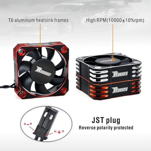Rocket 35mm Metal Motor Cooling Fan 8.5V/21000RPM Heat Dissipation Cooling Fan for 1/10 1/12 1/8 RC Car Brushless Motor (Orange) in Saudi Arabia