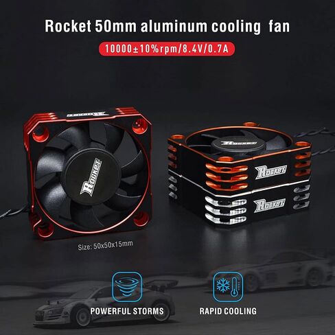 Rocket 35mm Metal Motor Cooling Fan 8.5V/21000RPM Heat Dissipation Cooling Fan for 1/10 1/12 1/8 RC Car Brushless Motor (Orange) in Saudi Arabia