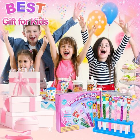 Subao 55+ DIY Glitter Gel Making Kit ، استوديو Creator Pen ، اصنع 15 أقلامًا لطيفة لطيفة ، فنون إبداعية وحرف للأطفال من العمر 5 6 7 8 ، هدايا عيد الميلاد للفتيات 9 10 11 12 سنة in Kuwait