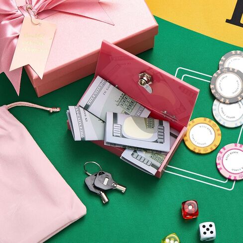 Pocket Size Acrylic Cash Box, Pink Winners Bank Small Portable Money Slot with 2 Keys and Storage Bag Gift Box, Cash Organizer Gift, Stops Addictive Urges to Casino in Saudi Arabia