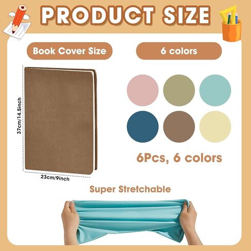 Stretchable Boho Book Covers 6 Pack Reusable Protective Fabric Book Cover 9x11inch Washable Durable Reusable Nylon Covers for Most Hardcover Books Up to 9x14.5inch Textbook Protection in Saudi Arabia