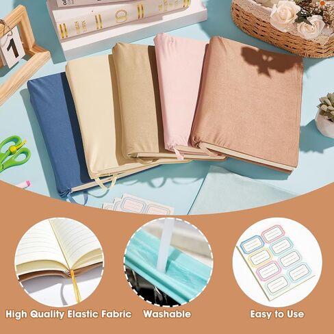 Stretchable Boho Book Covers 6 Pack Reusable Protective Fabric Book Cover 9x11inch Washable Durable Reusable Nylon Covers for Most Hardcover Books Up to 9x14.5inch Textbook Protection in Saudi Arabia
