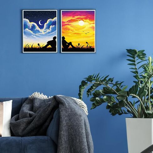 Nuberlic 2 Pack 8x10 Canvas مسبقًا للطلاء للبالغين Sip و Paint Kit for Come's Date Night Party Supplies Favors Day Gift Sunset و Starry Night in Kuwait