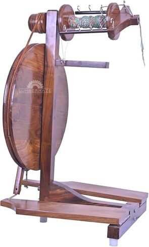 Handmade Wooden Yarn Spinning Wheel with 3 Bobbins for Beginners and Professional Spinners, 16 Inch Wheel in Saudi Arabia