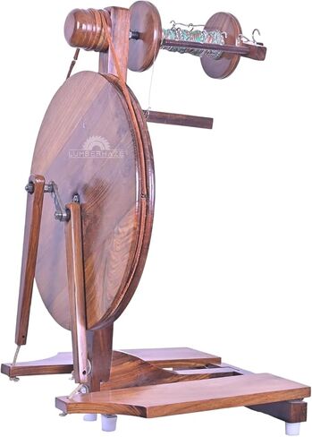 Handmade Wooden Yarn Spinning Wheel with 3 Bobbins for Beginners and Professional Spinners, 16 Inch Wheel in Saudi Arabia