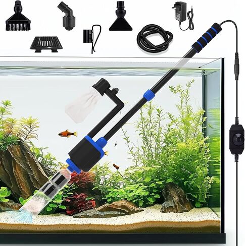 AQQA DC 36W Electric Aquarium Facuum Cleaner 6-in-1 طقم تنظيف أسماك متعدد الوظائف لإزالة الأوساخ ، وتغيير الماء ، ورمال الغسيل ، ودش مياه السلاحف ، ودورة الماء بقوة قابلة للتعديل in Kuwait