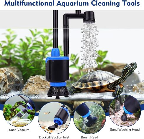 AQQA DC 36W Electric Aquarium Facuum Cleaner 6-in-1 طقم تنظيف أسماك متعدد الوظائف لإزالة الأوساخ ، وتغيير الماء ، ورمال الغسيل ، ودش مياه السلاحف ، ودورة الماء بقوة قابلة للتعديل in Kuwait