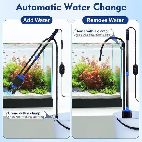 AQQA DC 36W Electric Aquarium Facuum Cleaner 6-in-1 طقم تنظيف أسماك متعدد الوظائف لإزالة الأوساخ ، وتغيير الماء ، ورمال الغسيل ، ودش مياه السلاحف ، ودورة الماء بقوة قابلة للتعديل in Kuwait
