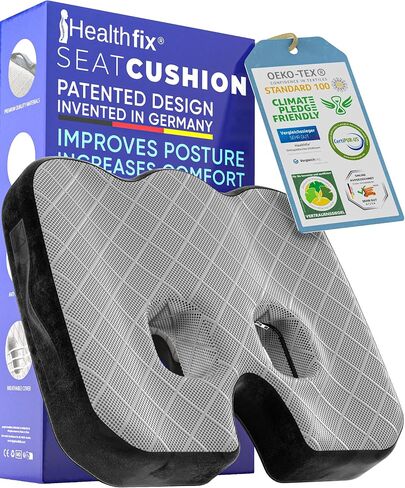 Healthfix® Orthopedic Seat Cushion – Ergonomic Memory Foam Coccyx Cushion with Washable Breathable Cover & Non-Slip Base – Tailbone & Sciatica Pain Relief Pillow for Office Chair (Medium) in Saudi Arabia