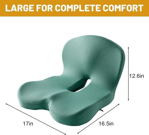 Memory Foam Office Chair Cushion, L-Shaped Integrated Seat Cushions, Chair Seat Cushion for Lower Back Tailbone Protection, Lumbar Support (Black Gray) in Kuwait