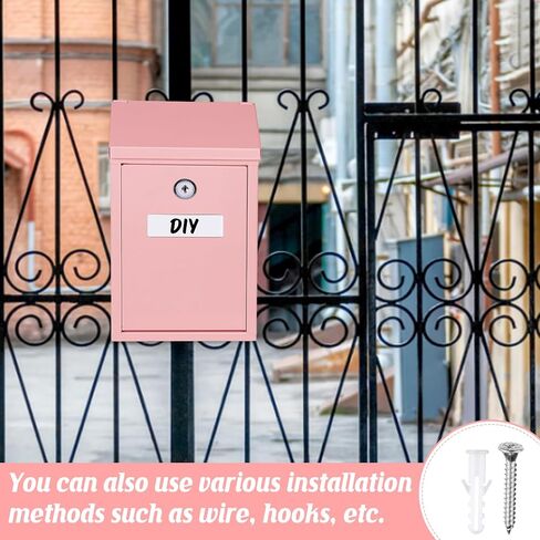 Metal Donation Box Charity Steel Collection Box Office Suggestion Secure Mailbox with Top Slot and Lock with Keys Wall Mount Waterproof Mailbox for Home Office (Pink, 10.2 x 5.7 x 2.9 Inch) in Saudi Arabia