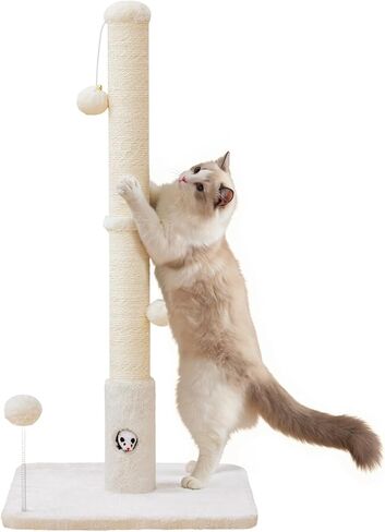 33" Tall Cat Scratching Post for Indoor Cats, Premium Sisal Scratch Posts with Cat Toys and Fun Mouse Holer for Cats at All Ages, Scratcher Tree with Reinforced Stable Base (Green) in Kuwait