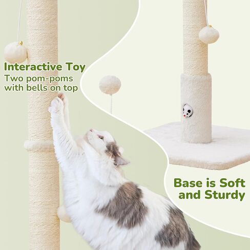 33" Tall Cat Scratching Post for Indoor Cats, Premium Sisal Scratch Posts with Cat Toys and Fun Mouse Holer for Cats at All Ages, Scratcher Tree with Reinforced Stable Base (Green) in Kuwait