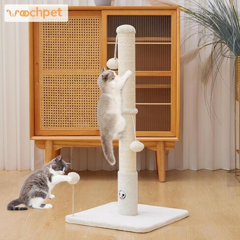 33" Tall Cat Scratching Post for Indoor Cats, Premium Sisal Scratch Posts with Cat Toys and Fun Mouse Holer for Cats at All Ages, Scratcher Tree with Reinforced Stable Base (Green) in Kuwait