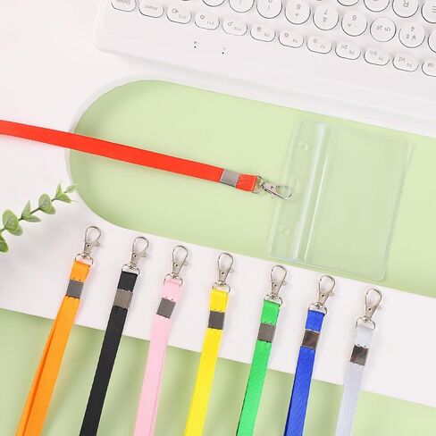 24 PCS اسم TAG Lanyards مع حامل الهوية الأفقية 12 ألوان الحبل لشارات الهوية المضادة للماء مع خطاف دوار لعمال فريق العمل المدرسي in Kuwait