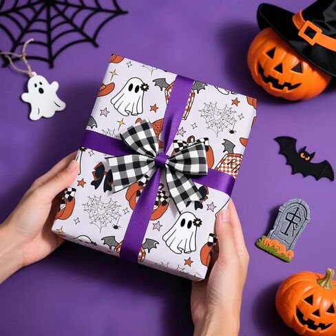 Wrapaholic Halloween Paper - Mini Roll - 17 inch × 16.5 قدم - شبح رائعتين وورقة تغليف الكتب لزخارف الهالوين ، عطلة ، حفلة in Kuwait