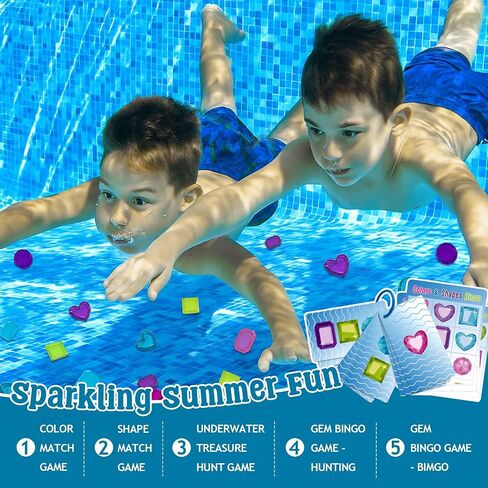 Deling Pool Toys for Kids - 106 PCS Underwater Scavenger Hunt Games Sets, Fun Summer Diving Pool Toys Diving Gems, Education Toy for Water Bath Swim, Water Games for Kidss Gifts for Kids Ages 4-8-12 in Saudi Arabia