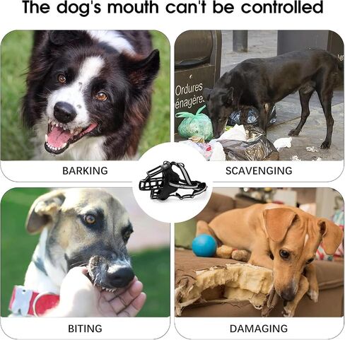 Dog Muzzle, Breathable Basket Muzzles for Small Medium Large Sized Dogs, Adjustable Humane Cage Mouth Cover for Scavenging Grooming Biting Chewing, Allows Panting and Drinking(Soft Rubber, L) in Kuwait