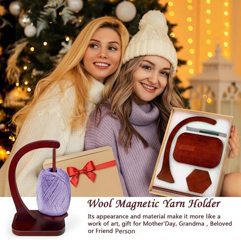 Wooden Yarn Holder for Crocheting,Magnetic Wooden Yarn Holder with Anti-Slip Pads,Crochet Gift for Knitting Lovers in Saudi Arabia