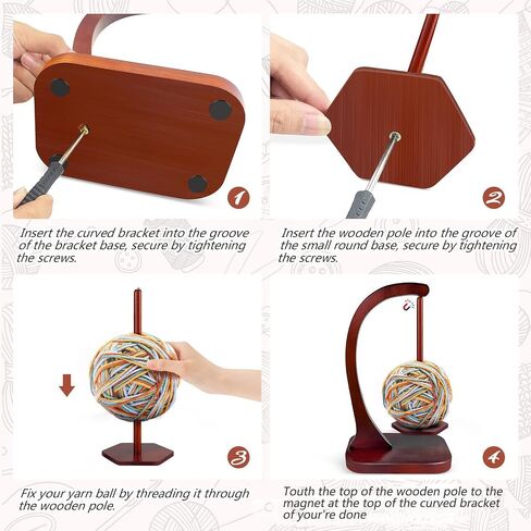 Wooden Yarn Holder for Crocheting,Magnetic Wooden Yarn Holder with Anti-Slip Pads,Crochet Gift for Knitting Lovers in Saudi Arabia