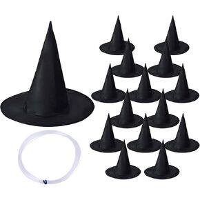15 PCS Halloween Witch Hats, Black Witch Party Accessories, Hanging Wizard Hat Party Decorations for Halloween Decorations Outdoor or Indoor in Saudi Arabia