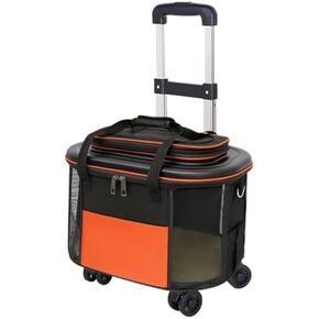 Collapsible pet Stroller with Wheels, Rolling pet Carrier, Detachable Travel Carrier with Breathable Mesh Windows (Color : Orange-A) in Kuwait
