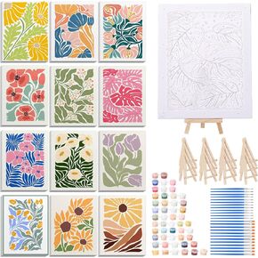RoundFunny 12 Set Paint by Numbers Kit for Adults Flowers Painting 8x10 in Kuwait