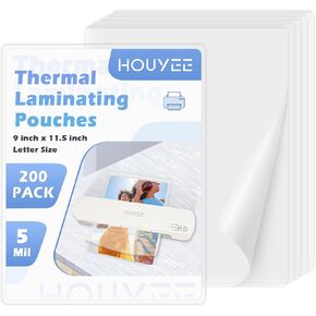 Houyee 5 MIL أكياس ترميح حرارية 200 حزمة ، عقد 8.5 × 11 بوصة ، صفائح التصفيح الواضحة للغاية ، 9 × 11.5 بوصة صفائح للصفائح ، لحجم الرسالة والمكاتب واللوازم المدرسية in Kuwait