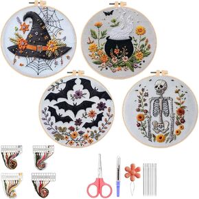 4 مجموعة هالوين تطريز طقم ، هالوين كروس غرزة طقم ، قوطية تطريز طقم 6 بوصة إبرة DIY CRAFT للمبتدئين البالغين in Kuwait