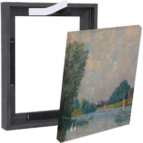 Solid Wood Canvas Floater Frame, Canvas Floating Frame with Adhesive, Canvas Frames for Oil Canvas Art Painting (16x20,Black) in Kuwait