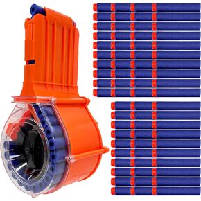 25-Round Drum Magazine Enhanced Performance Accessory Compatible with Nerf N-Strike Elite Series Blasters (Compatible with Elite Darts) + 70 Premium Foam Darts in Saudi Arabia