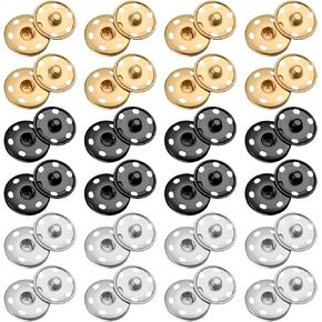 1 بوصة/25 مم لقطات للخياطة ، 24 مجموعة أزرار كبيرة الخياطة على Snap Snaps لقطات النسيج المعدني المسبق أزرار الأزرار لإصلاح الملابس (الذهب ، الأسود ، الفضة) in Kuwait