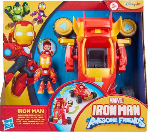 الرجل الحديدي وأصدقائه الرائعين Marvel 2-in-1 Mech Suil & Mech ، وشخصية الحركة ومجموعة مركبات الألعاب ، وألعاب Hero Super Super Super 3 بوصات ، من العمر 3+ in Kuwait
