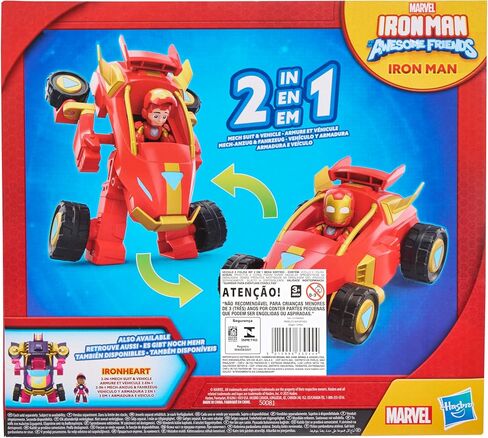الرجل الحديدي وأصدقائه الرائعين Marvel 2-in-1 Mech Suil & Mech ، وشخصية الحركة ومجموعة مركبات الألعاب ، وألعاب Hero Super Super Super 3 بوصات ، من العمر 3+ in Kuwait