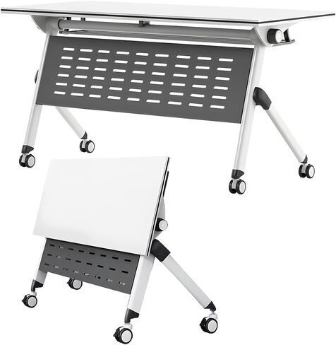 Folding Conference Table, Mobile Training Table with Silent Wheels, Large Wood Meeting Table, Training Seminar Combined Table, for Office Conference Room Classroom, Modular,1pack,63x24x30 in in Saudi Arabia