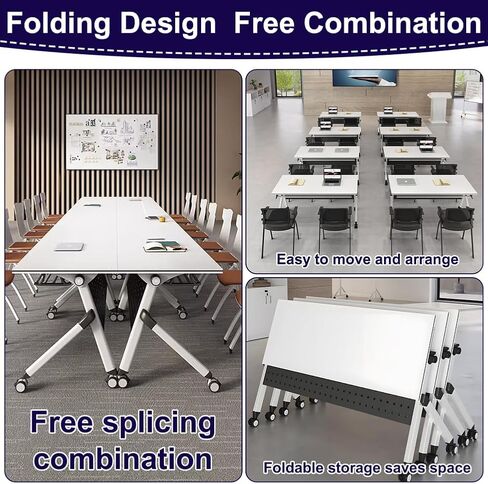 Folding Conference Table, Mobile Training Table with Silent Wheels, Large Wood Meeting Table, Training Seminar Combined Table, for Office Conference Room Classroom, Modular,1pack,63x24x30 in in Saudi Arabia