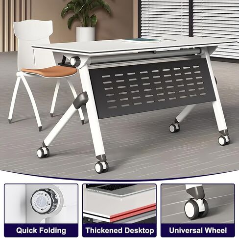 Folding Conference Table, Mobile Training Table with Silent Wheels, Large Wood Meeting Table, Training Seminar Combined Table, for Office Conference Room Classroom, Modular,1pack,63x24x30 in in Saudi Arabia